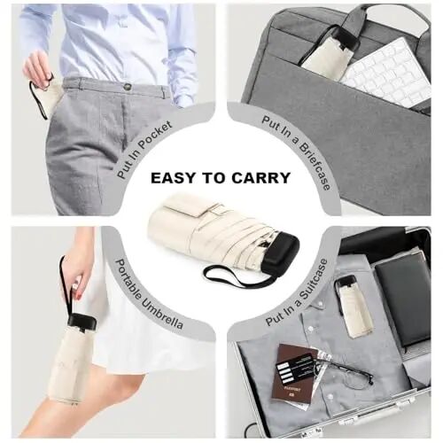 Mini Travel Umbrella Compact for Purse Lightweight Nano Waterproof for Rain | Fits purse and Pocket Foldable & portable for women/men，easy carry to outdoor/travel/work - LEAGERA (1)