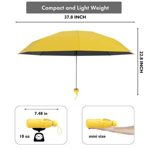 Mini Travel Umbrella Compact, Small Umbrella for Travel, Mini Umbrella for Purse, Sun Umbrella UV Protection, Tiny Pocket Folding Umbrella, Lightweight Portable Umbrella Windproof Parasol for Women and Men - 9