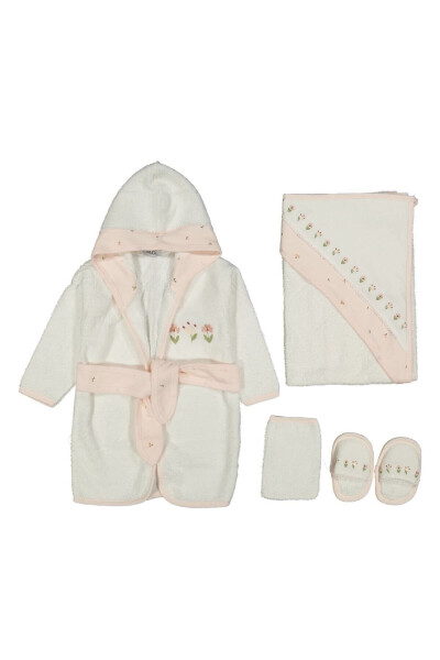 Mini Tulip Embroidered Gaye Baby Towel Robe Set Organic Antibacterial - Baby Birth Gift - 8