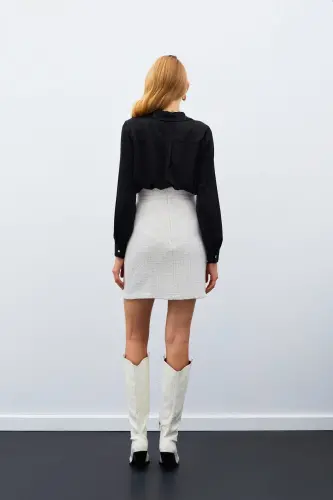 Mini Tweed Skirt - Beige-BEIGE - 8