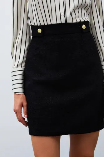 Mini Tweed Skirt Black-BLACK - 6