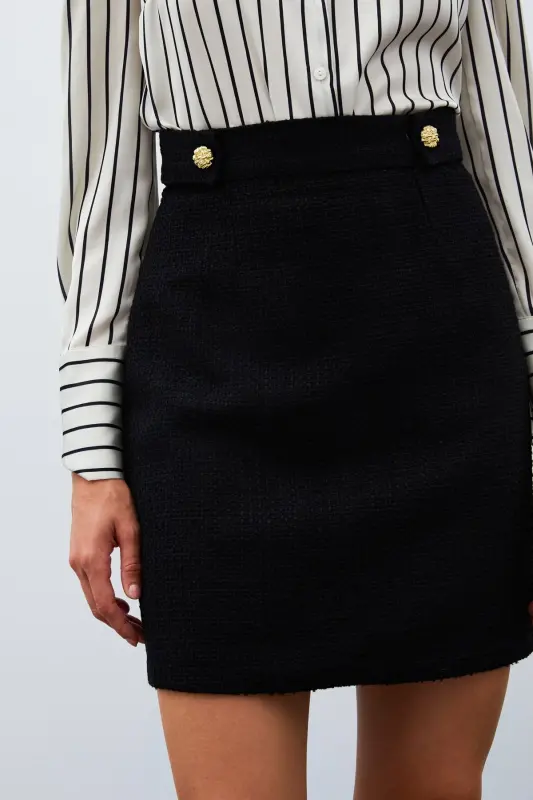Mini Tweed Skirt Black-BLACK - 6