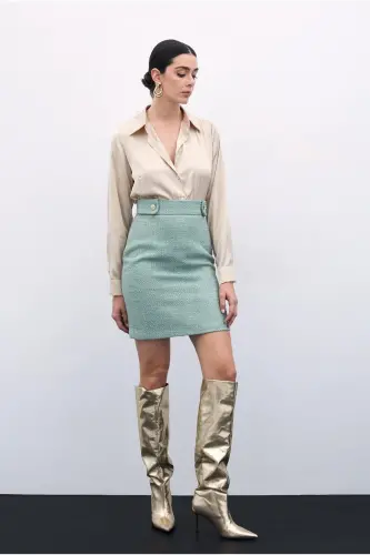 Mini Tweed Skirt - Mint-Mint 