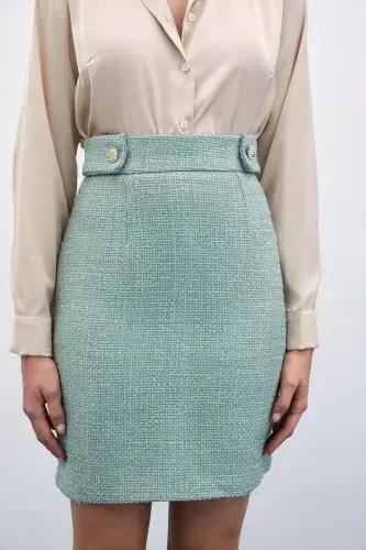 Mini Tweed Skirt - Mint-Mint - SATEEN (1)