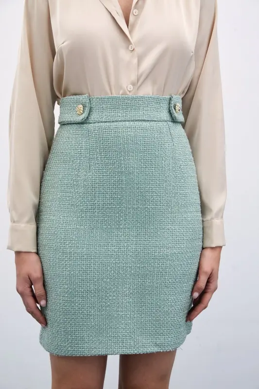 Mini Tweed Skirt - Mint-Mint - 2