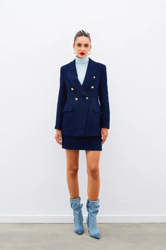 Mini Tweed Skirt - NAVY BLUE-NAVY BLUE - 2