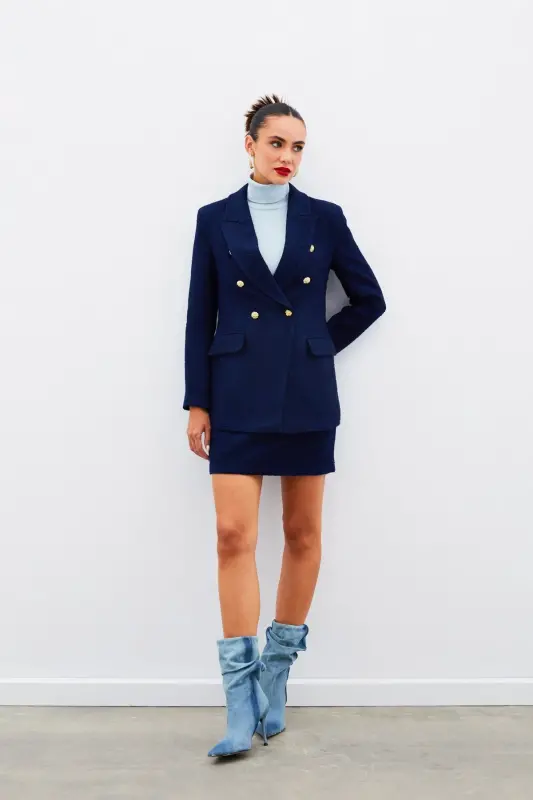 Mini Tweed Skirt - NAVY BLUE-NAVY BLUE - 3