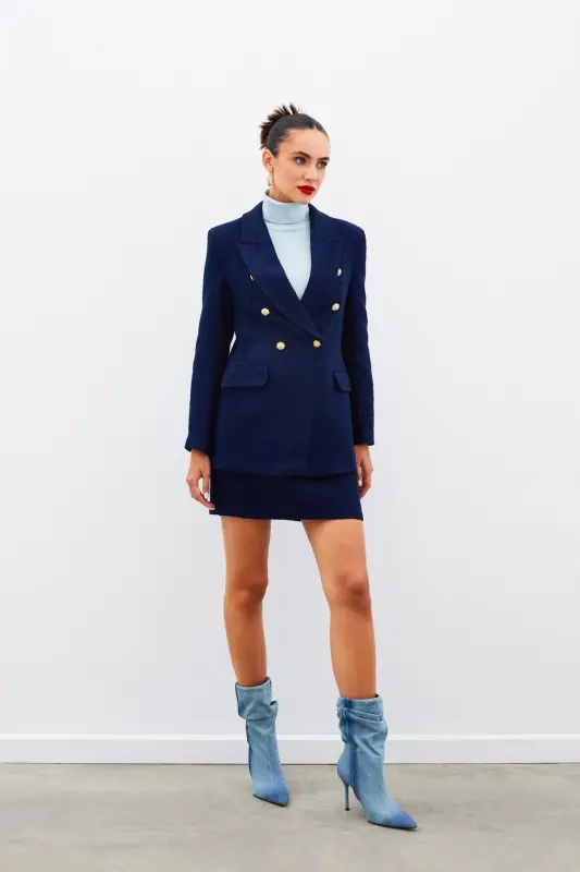 Mini Tweed Skirt - NAVY BLUE-NAVY BLUE - 4