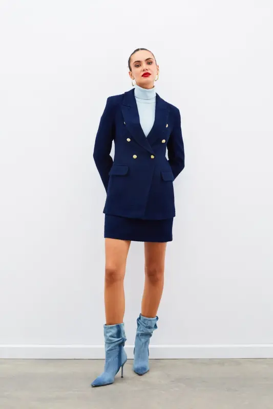 Mini Tweed Skirt - NAVY BLUE-NAVY BLUE - 5