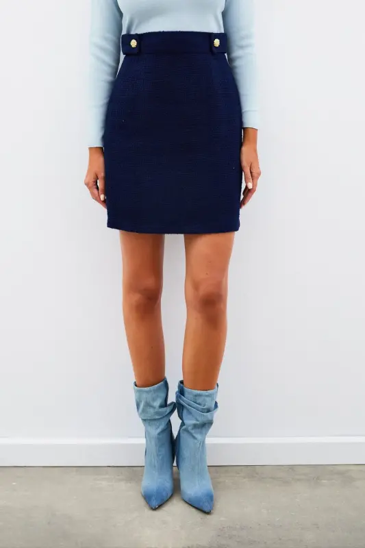 Mini Tweed Skirt - NAVY BLUE-NAVY BLUE - 7