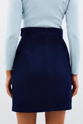 Mini Tweed Skirt - NAVY BLUE-NAVY BLUE - 8