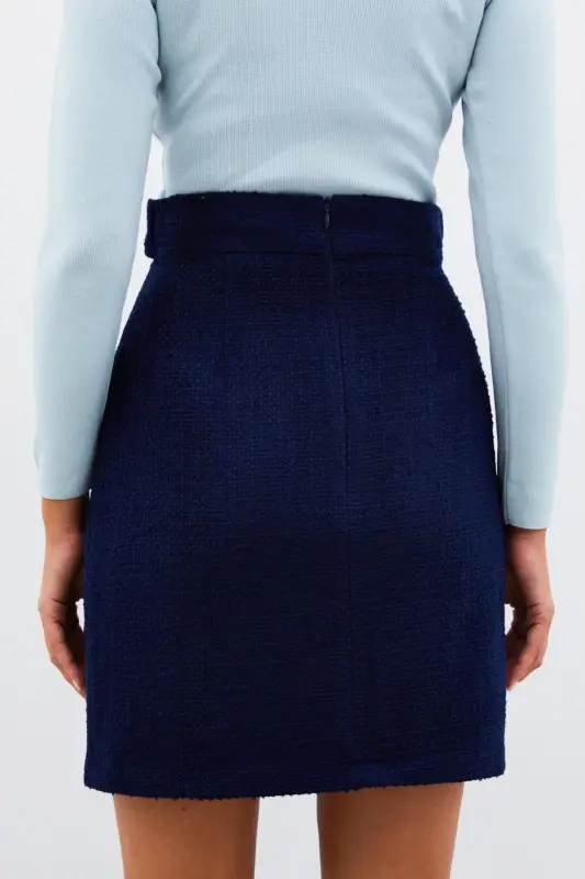 Mini Tweed Skirt - NAVY BLUE-NAVY BLUE - 8