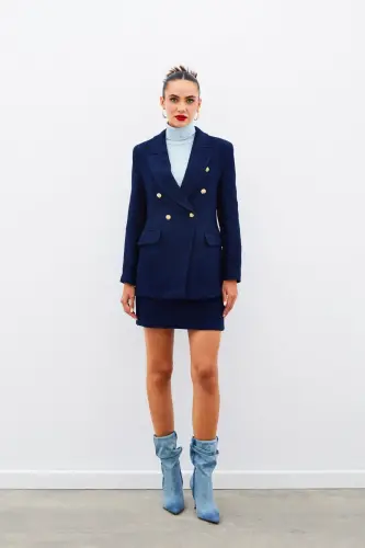 Mini Tweed Skirt - NAVY BLUE-NAVY BLUE - 2