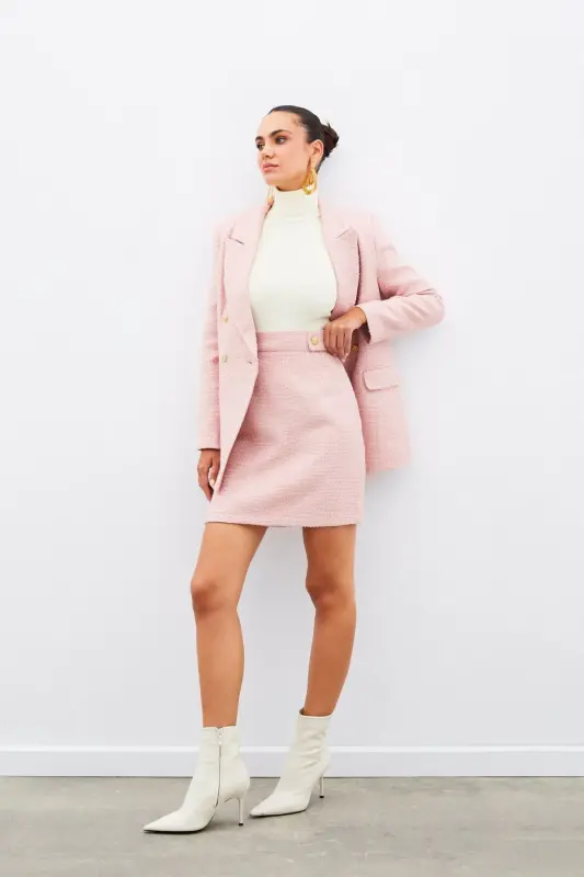 Mini Tweed Skirt - PINK-PINK - SATEEN