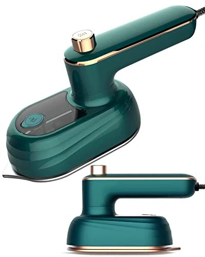 Мини-утюг ручной, вращающийся на 180 градусов, дорожный утюг для одежды, профессиональный бытовой утюг с быстрым нагревом, проводной, небольшой электрический утюг, портативный утюг для одежды с тепловым прессом (зеленый) - 1