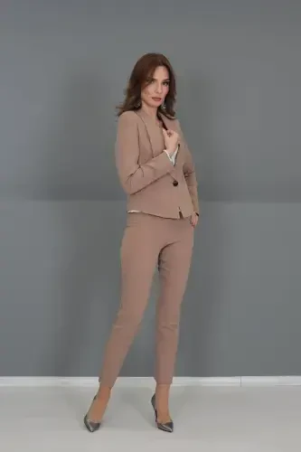 Мини-жакет и брюки-трубы - светло-коричневый - светло-коричневый - 1