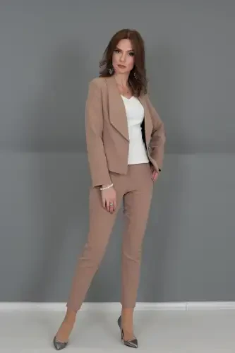 Мини-жакет и брюки-трубы - светло-коричневый - светло-коричневый - 4