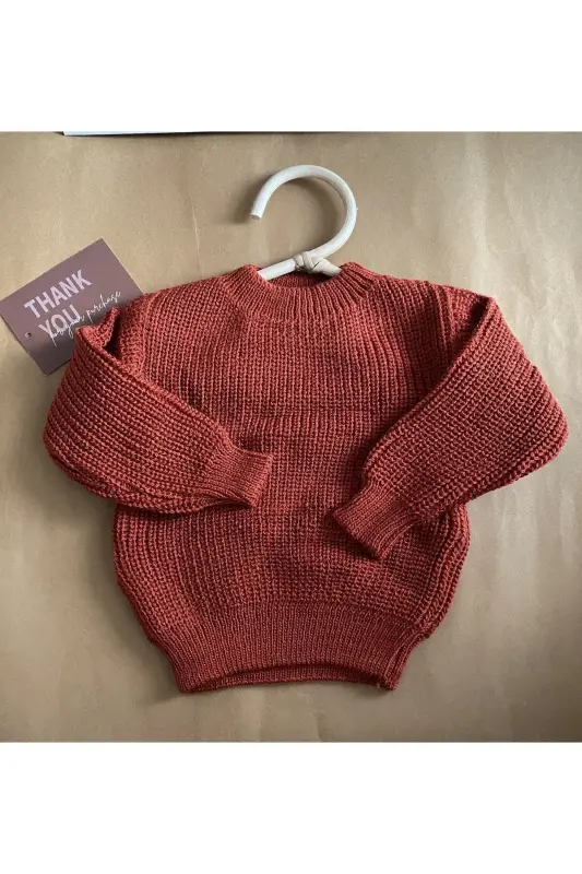 Unisex Selanik Bebek Çocuk Triko Kazak-kiremit - KİREMİT - MINIBONCLUB