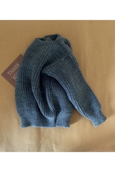 MİNİBONCLUB Unisex Selanik Chaqaloq Bolasi Triko Ko'ylagi-Füme - MINIBONCLUB (1)