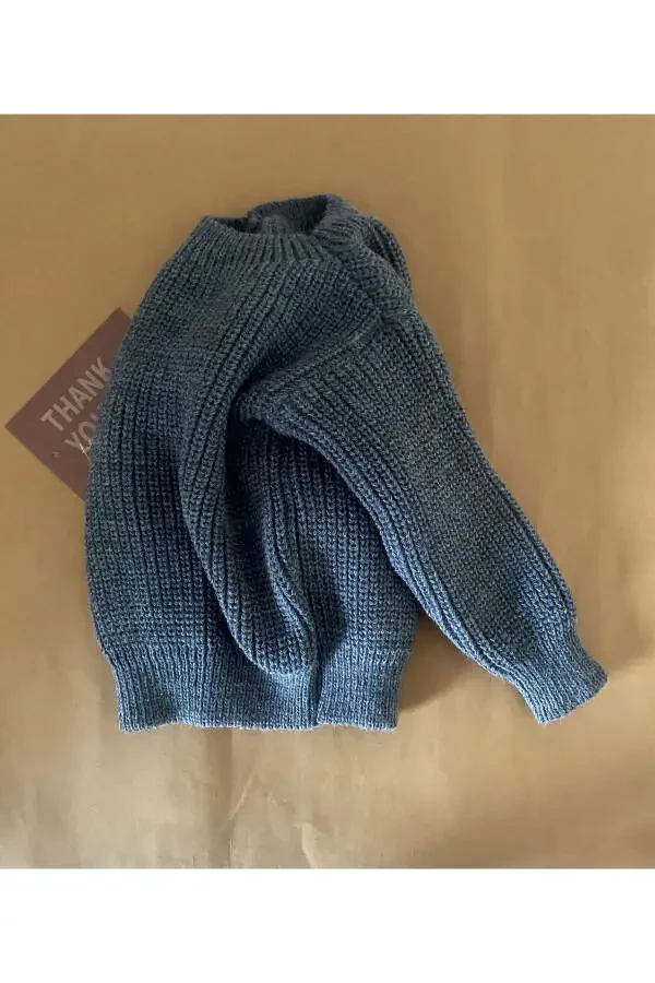 MİNİBONCLUB Unisex Selanik Chaqaloq Bolasi Triko Ko'ylagi-Füme - 2