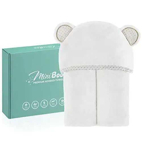 MINIBOO Hooded Baby Towels for Newborn - Super Soft Baby Bath Towels with Hood, Highly Absorbent Viscose Made from Bamboo Hooded Towel for Infant, Toddler and Kids, Baby Essentials - 2