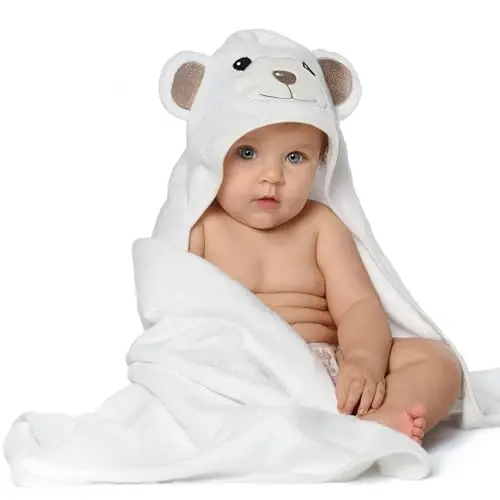 MINIBOO Hooded Baby Towels for Newborn - Super Soft Baby Bath Towels with Hood, Highly Absorbent Viscose Made from Bamboo Hooded Towel for Infant, Toddler and Kids, Baby Essentials 