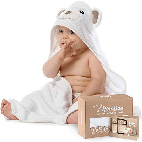 MINIBOO Premium Ultra-Soft Viscose Made from Bamboo Baby Hooded Towel with Unique Design – Hypoallergenic, Organic Baby Towels for Infants and Toddlers – Perfect as Baby Gifts - 1