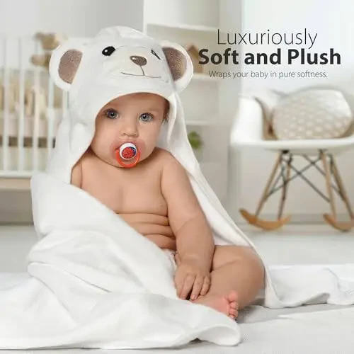 MINIBOO Premium Ultra-Soft Viscose Made from Bamboo Baby Hooded Towel with Unique Design – Hypoallergenic, Organic Baby Towels for Infants and Toddlers – Perfect as Baby Gifts - 2