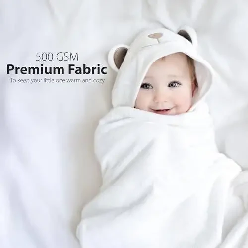 MINIBOO Premium Ultra-Soft Viscose Made from Bamboo Baby Hooded Towel with Unique Design – Hypoallergenic, Organic Baby Towels for Infants and Toddlers – Perfect as Baby Gifts - 3