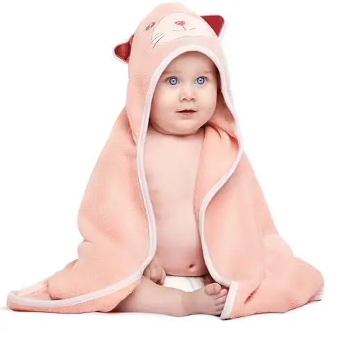 MINIBOO yangi tug'ilgan chaqaloqlar va chaqaloqlar uchun kapüşonli sochiqlar - Super yumshoq bolalar uchun hammom sochiqlari, yuqori sifatli bambukdan tayyorlangan viskozali kapüşonli sochiq qizlar uchun, yangi tug'ilgan chaqaloqlar uchun zarur. - 3