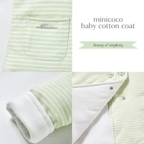 Minicoco Baby Girl Clothes Winter, Warm Hoodies Coat, Toddler Coat Baby Girls Hooded Buttoned Long Sleeve Thick Warm Coat - 5