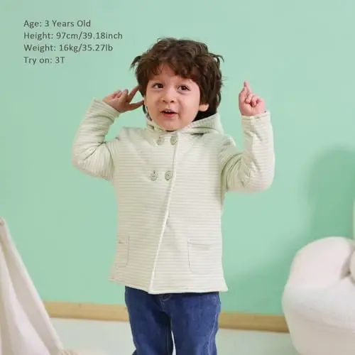 Minicoco Baby Girl Clothes Winter, Warm Hoodies Coat, Toddler Coat Baby Girls Hooded Buttoned Long Sleeve Thick Warm Coat - 7
