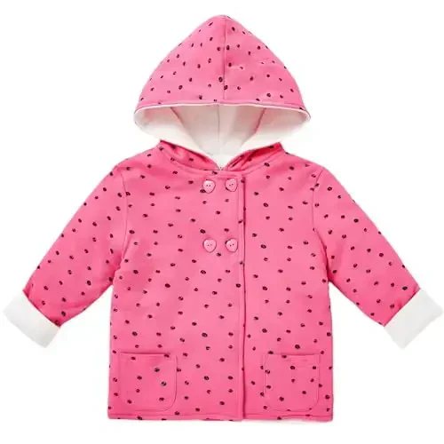 Minicoco Baby Girl Qishki Issiq Hoodies, Toddler Palto Baby Girls Kapüşonlu Tugmali Uzun Qisma Qalin Issiq Palto - MINICOCO