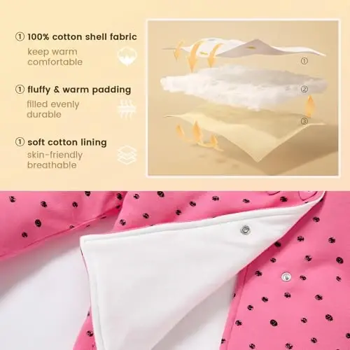 Minicoco Baby Girl Qishki Issiq Hoodies, Toddler Palto Baby Girls Kapüşonlu Tugmali Uzun Qisma Qalin Issiq Palto - 4