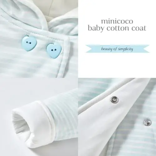 Minicoco Baby Girl Qishki Issiq Hoodilar, Toddler Palto Baby Girls Kapüşonlu Tugmali Uzun Yengli Qalin Issiq Palto - 3