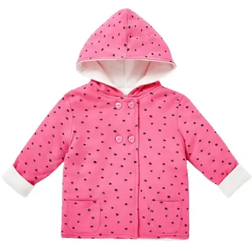 Minicoco Baby Girl Winter Warm Hoodies, Toddler Coat Baby Girls Hooded Buttoned Long Sleeve Thick Warm Coat - MINICOCO