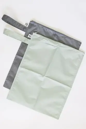 Tiny Twinkle Mess Proof Waterproof Wet Dry Bag, 2pk Reusable Wet Bags for Swimsuits and Baby Clothes, Leakproof Wet Bag for Travel and Diaper Bag (Sage, Charcoal) - 5
