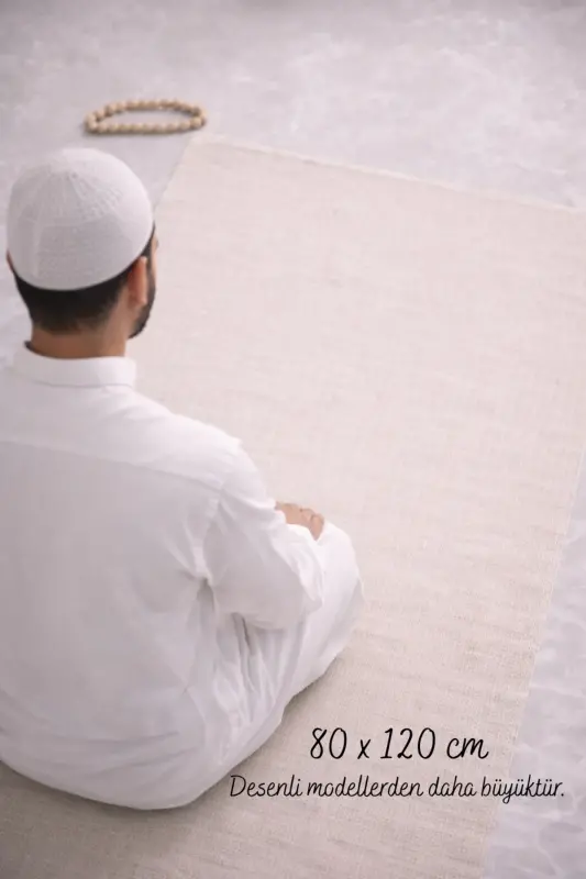 Minimal Düz Keten Seccade Namazlık - Çeyizlik Hediyelik Çanta Seccadesi-Bej8 - PERDEPLUS