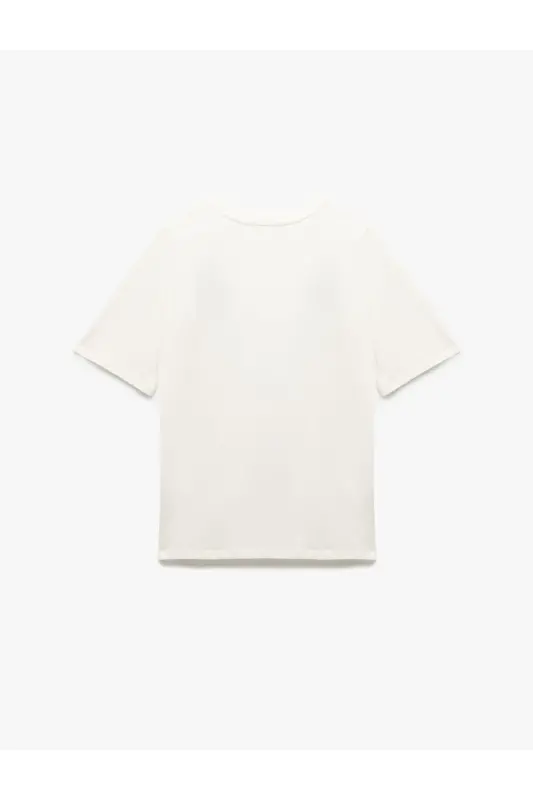 Minimal Embroidered Short Sleeve Cotton Crew Neck T-shirt - 4