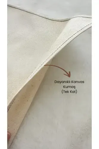 Minimal Embroidery Embroidered Linen Prayer Rug - Dowry Gift Prayer Rug-Beige3 - NURDAN KESKIN (1)