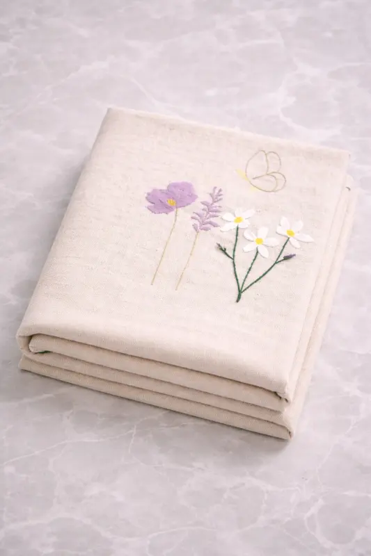 Minimal Işlemeli Keten Seccade Namazlık - Çeyizlik Hediyelik Çanta Seccadesi-Bej2 - 2