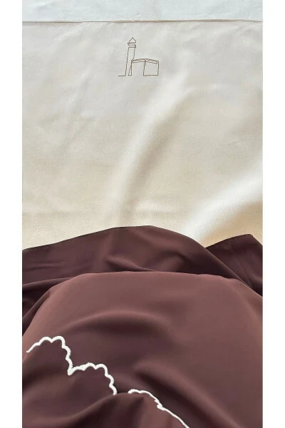 Minimal Ka'ba naqshli zig'ir namoz gilami, namoz gilami, mehr-u-siyohga sovg'a sumkasi gilami. - 5