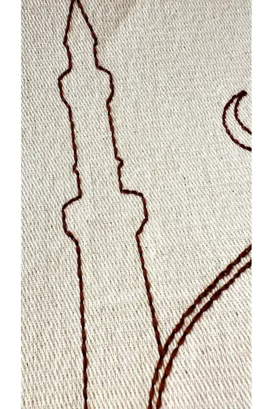 Minimal kashtali zig'ir gilam Namozlik - Sep uchun sovg'a sumkasi gilami-Bej3 - 7