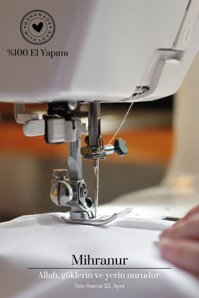 Minimal linen prayer rug with Kaaba embroidery. Perfect for dowry, trousseau or gift. - 7