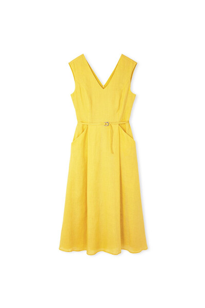 Minimal metal buckle linen dress - 3