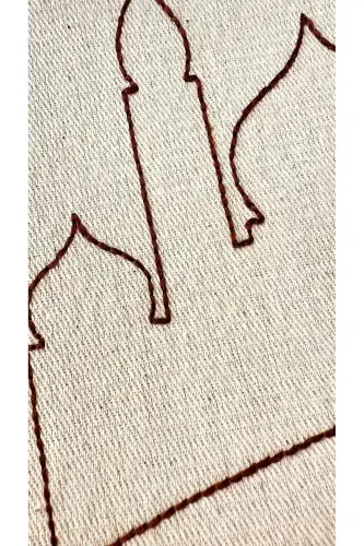 Minimal naqshli kashtado‘zlik zig‘ir matosidan tikilgan joynamoz - sep uchun sovg‘a sumkasi bilan - bej2 - NURDAN KESKIN (1)