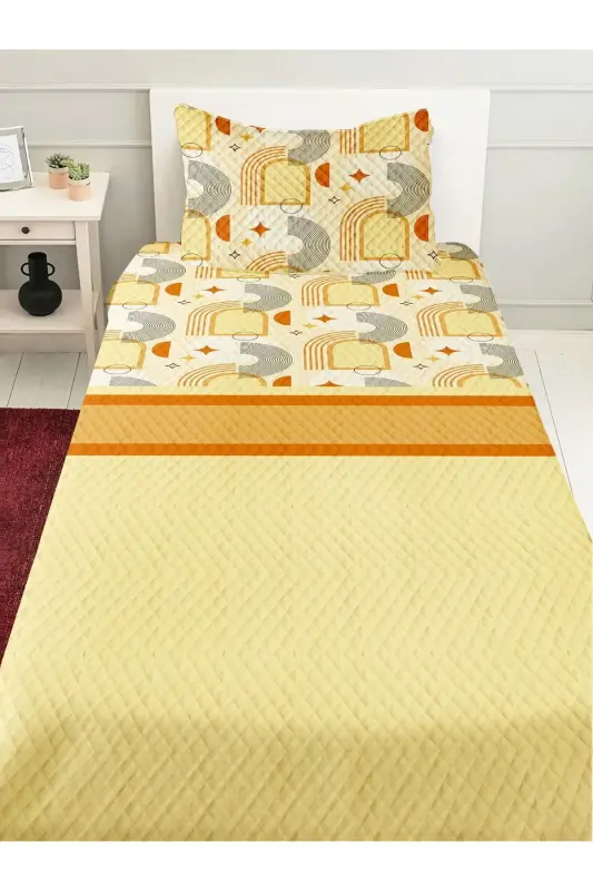 Minimalist Desenli Baskılı Tek Kişilik ve Çocuk Pike Takımı-Desen - 1