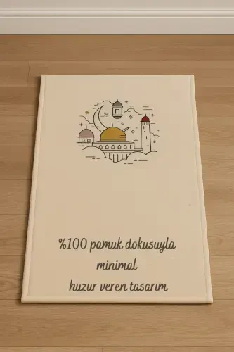 Минималистичный льняной молитвенный коврик с вышивкой - Приданое, подарок, молитвенный коврик в сумке - Бежевый6 - 1