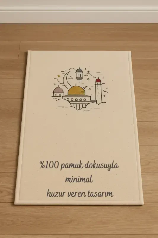 Минималистичный льняной молитвенный коврик с вышивкой - Приданое, подарок, молитвенный коврик в сумке - Бежевый6 - 1