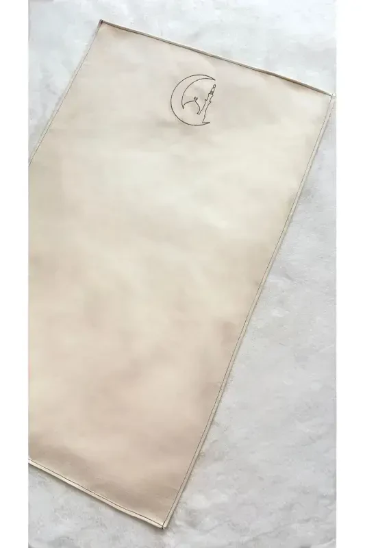 Минималистичный вышитый льняной коврик для намаза - Приданое, подарок, коврик для намаза в сумке - Бежевый4 - 4